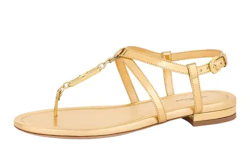 LOUIS VUITTON Dita Leather One Strap Sandals Women's Gold
