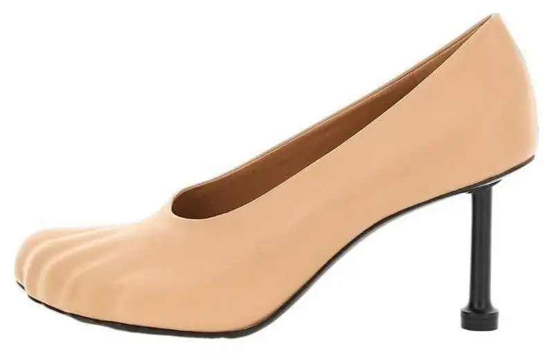 Balenciaga Leather Slim Heel High Heels Women's Beige