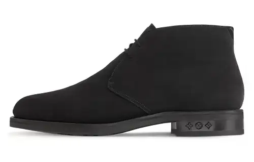 LOUIS VUITTON Fle Cow Leather Ankle Boots Men's Black