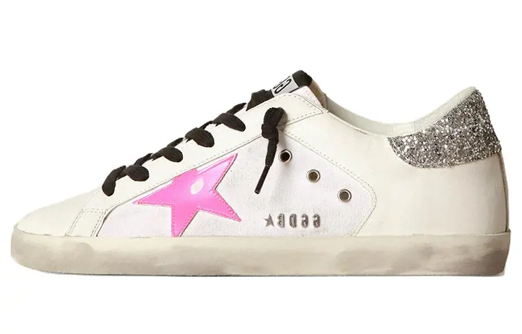 Golden Goose Super Star Canvas Leather Low top Skateboard Shoes Women's White Distressed