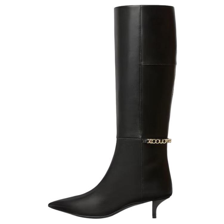 GUCCI Signoria Leather Knee high Boots 4.5cm Women's Black