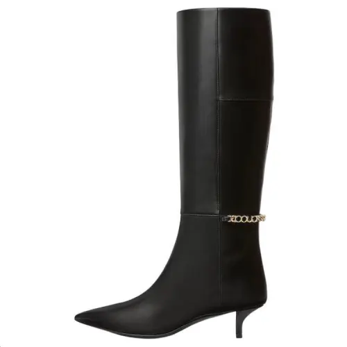 GUCCI Signoria Leather Knee high Boots 4.5cm Women's Black