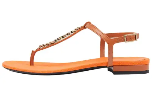 GUCCI Signoria Leather One Strap Sandals Women's Brown