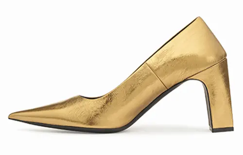 Balenciaga Blade Leather Chunky Heel High Heels 9cm Women's Gold