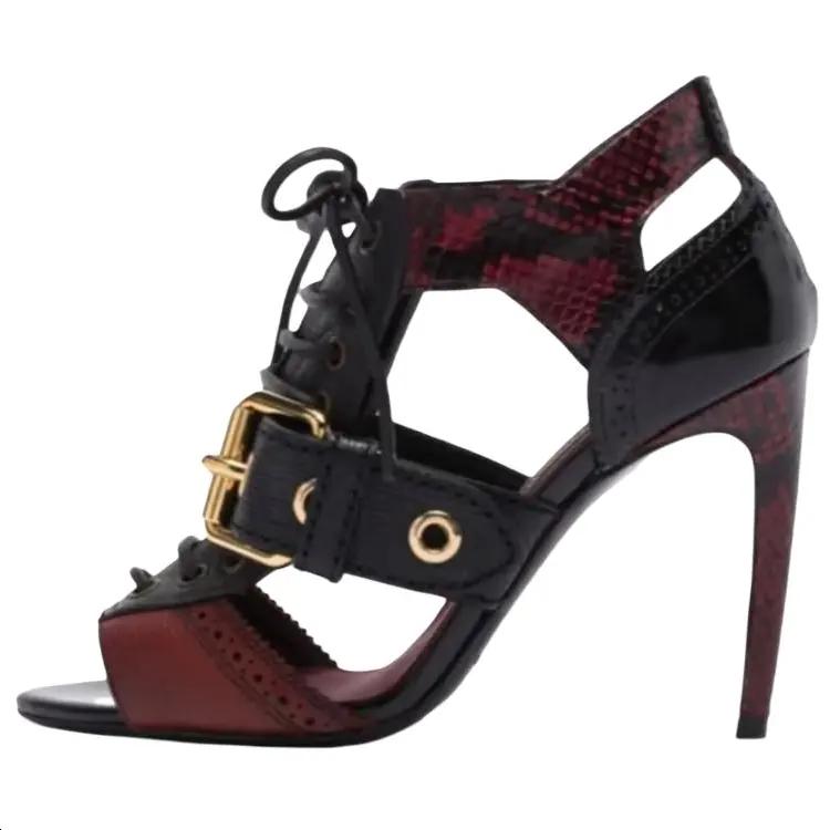 Burberry Leather One Strap Sandals Women's Red
