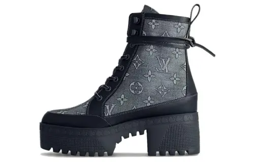 LOUIS VUITTON Laureate Ankle Boots 5CM Women's Black