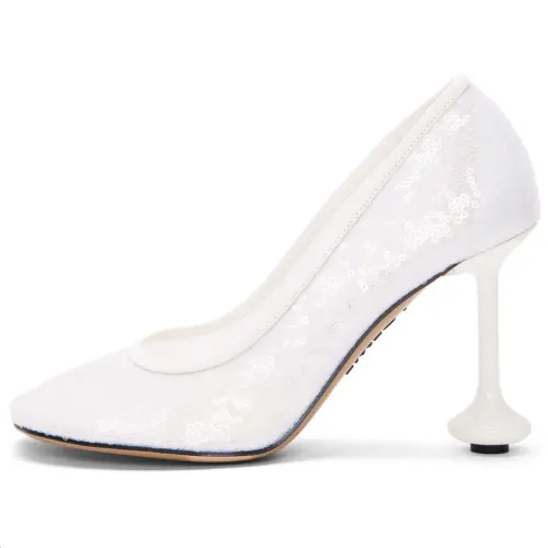 LOEWE Toy Mesh Irregular Heel High Heels 9cm Women's White