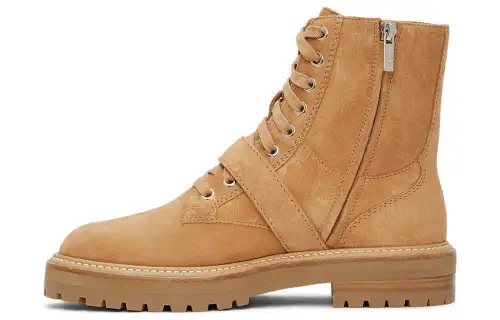 Jimmy Choo Cora suede zipper round toe short Martin boots women's brown