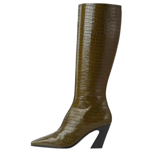 Bottega Veneta Lewis Calfskin Knee high Boots 7.5cm Women's Green