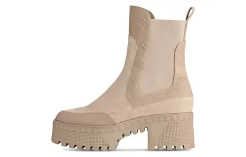 LOUIS VUITTON Short Chelsea Boots 6CM Women's Beige Brown