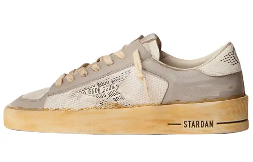 Golden Goose Stardan Leather Low top Stylish Skateboarding Shoes Women's Gray Brown