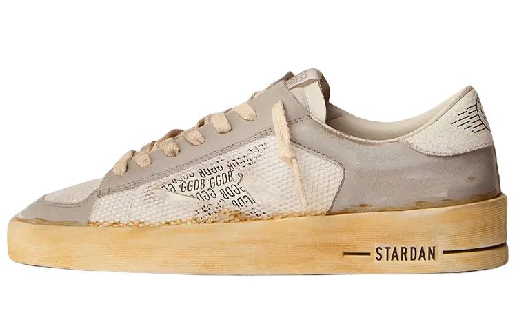 Golden Goose Stardan Leather Low top Stylish Skateboarding Shoes Women's Gray Brown