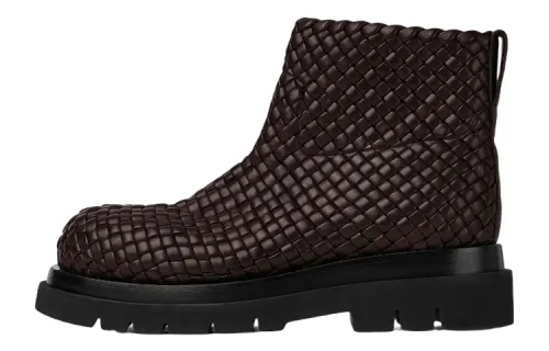 Bottega Veneta Puddle Sheepskin Ankle Boots Men's Brown