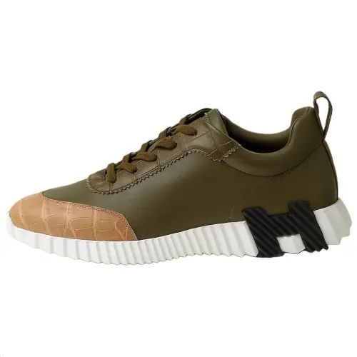 HERMES Bouncing Low top Casual Shoes 4cm Men's Green