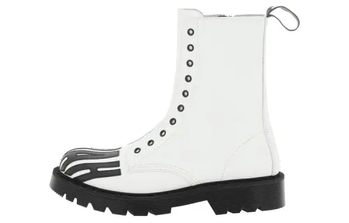 Vetements Vtmnts Fuck Off Leather Fashion Ankle Boots Short Combat Boots Men's White
