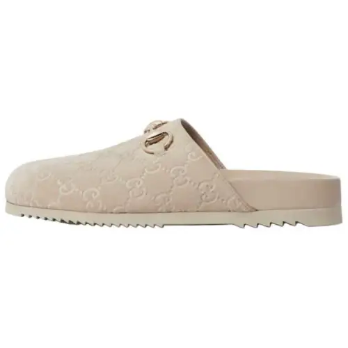 GUCCI Horsebit Closed Toe Slippers 5cm Women's Brown