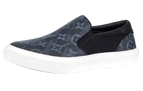 LOUIS VUITTON Canvas Low top Stylish Skateboarding Shoes Men's Black Blue