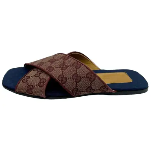 GUCCI Slide Slippers Men's Red Brown