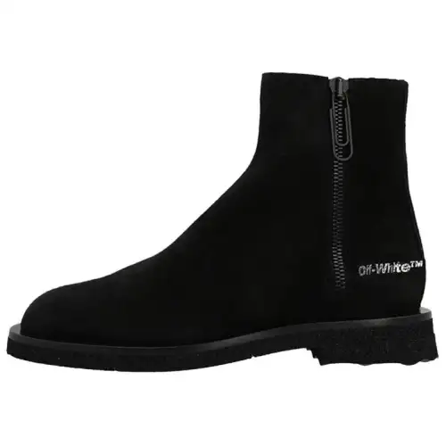 OFF WHITE Suede Ankle Boots Men's Black