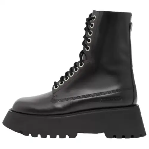 Burberry Leather Platform Fashion Ankle Boots Women's Black