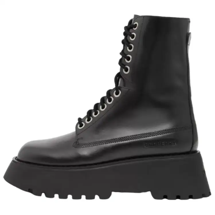 Burberry Leather Platform Fashion Ankle Boots Women's Black