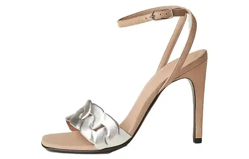 HERMES GALA Leather One Strap Sandals 10.4cm Women's Gray