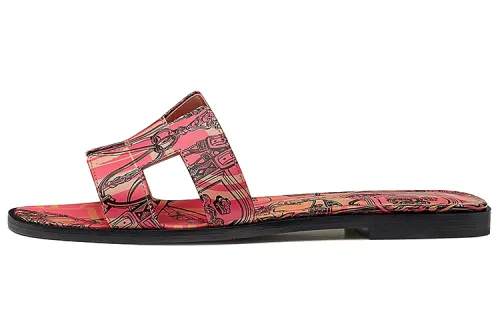 HERMES Oran Slide Slippers Women's Multicolor Pink