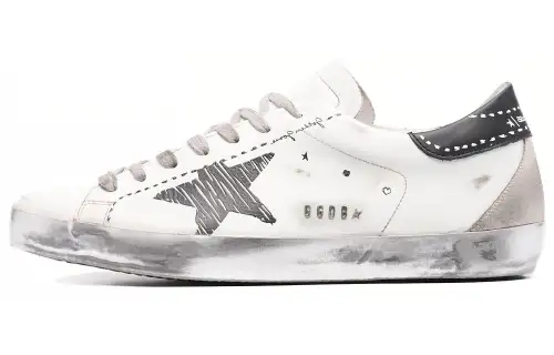 Golden Goose Super Star Casual Low top Stylish Skateboarding Shoes Men's White Black Distressed