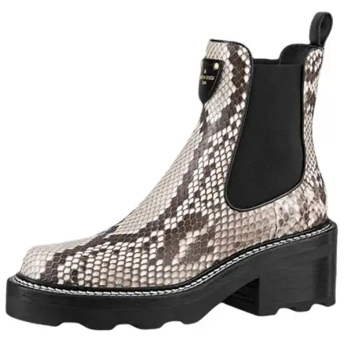 LOUIS VUITTON Beaubourg Leather Short Chelsea Boots Women's Black Umber