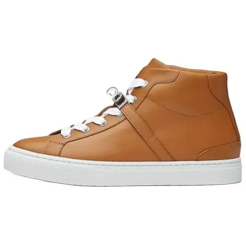 HERMES Daydream Cow Leather High top Skateboard Shoes Women's Brown