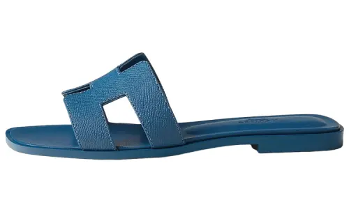 HERMES Oran Slip on Slide Slippers Women's Blue