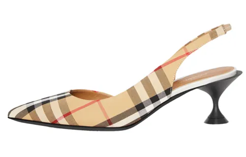 Burberry VINTAGE Plaid Cone Heel High Heels Women's Beige