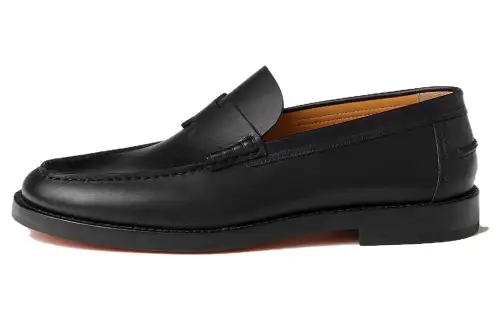 HERMES Charrette Loafers Men's Black