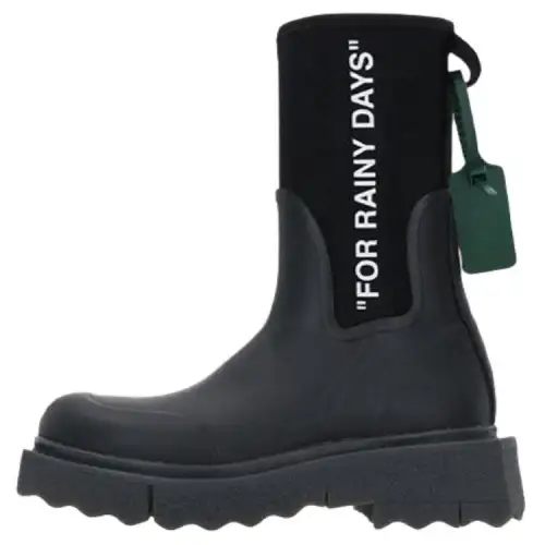 OFF WHITE Graphic Printed Round Toe Ankle Boots Women's