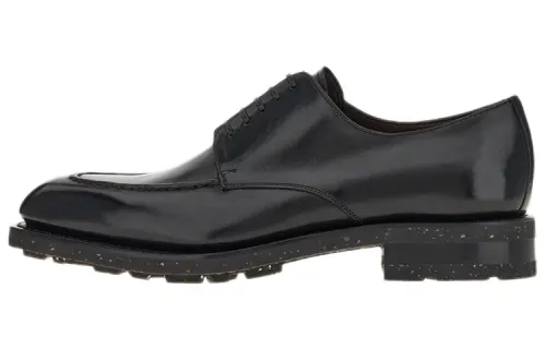 FERRAGAMO Leather Smooth Cowhide Derby Shoes Men's Black
