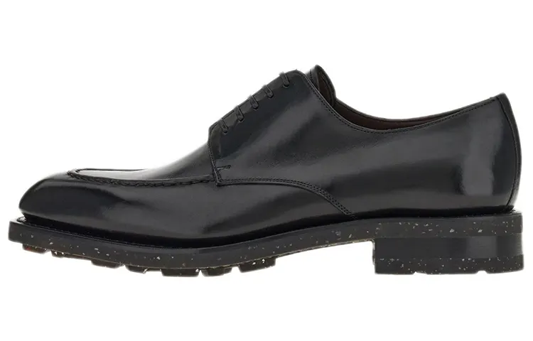 FERRAGAMO Leather Smooth Cowhide Derby Shoes Men's Black