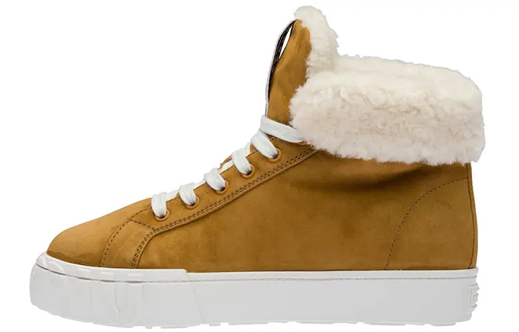 MIU MIU High top Stylish Skateboarding Shoes Women's Cognac