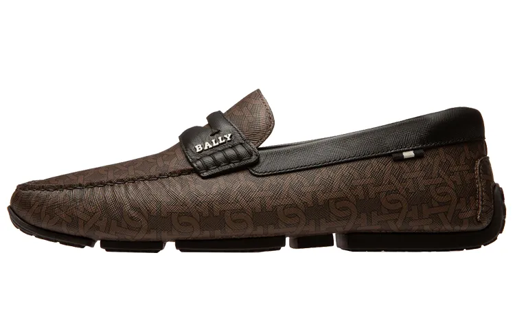 Bally chain logo-print leather loafers
