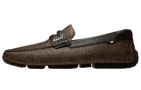 Bally chain logo-print leather loafers