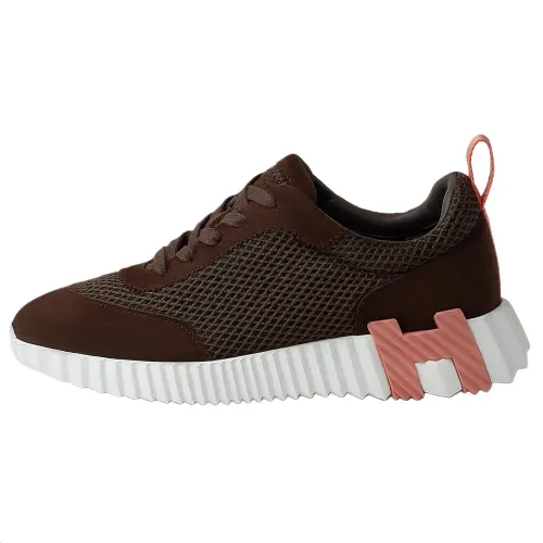 HERMES Bouncing Suede Low top Casual Shoes Women's Dark Brown