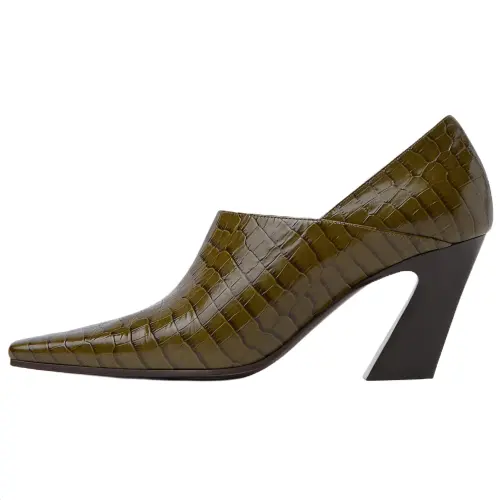 Bottega Veneta Lewis Irregular Heel High Heels 7.5cm Women's Olive Green
