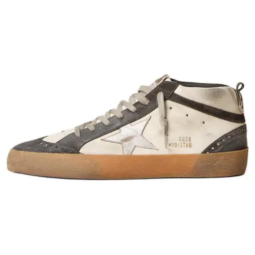 Golden Goose Mid Star Leather Mid top Skateboard Shoes Men's White