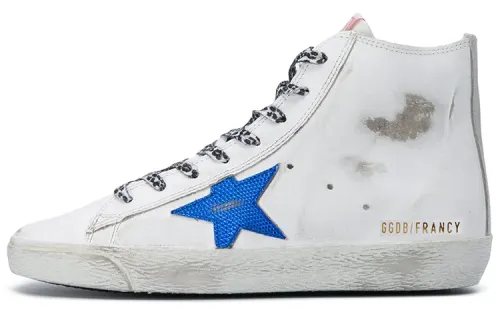 Golden Goose Francy High top Canvas Shoes Women's White Blue
