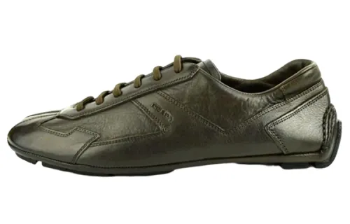 PRADA Leather Low top Sports Casual Shoes Men's Green