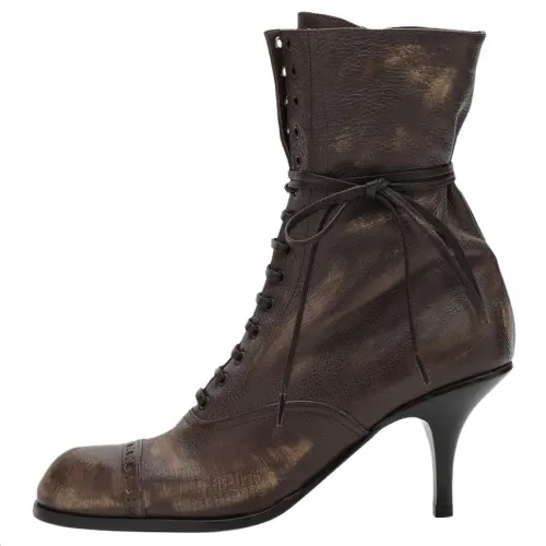MIU MIU Leather Ankle Boots Women's Brown