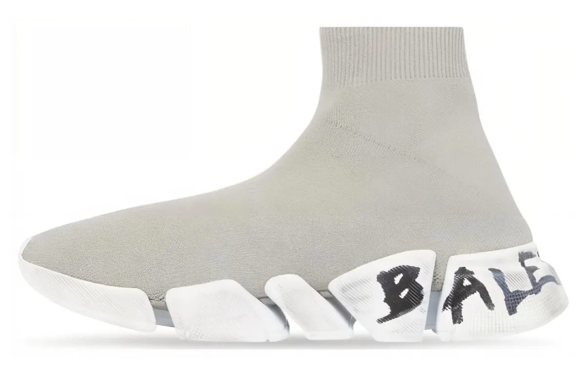 Balenciaga Speed 2.0 Fabric High top Casual Shoes Men's Light Gray