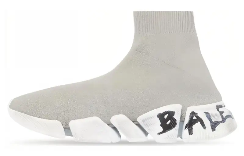 Balenciaga Speed 2.0 Graffiti Recycled Knit Grey White
