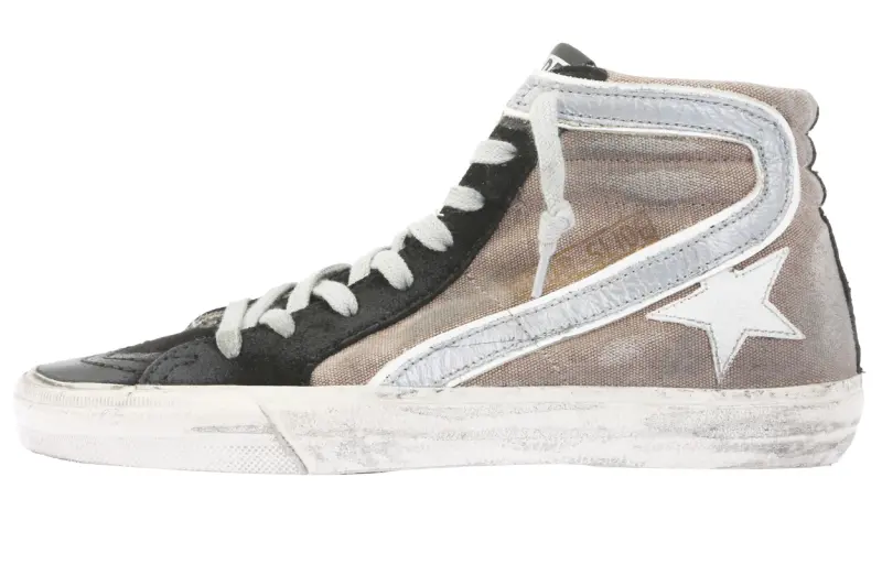 Golden Goose Slide Deluxe Brand Cow Leather, Leather Low top Skateboard Shoes Women's Gray Black