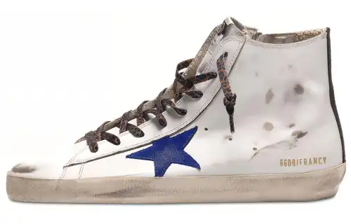 Golden Goose Francy Cow Leather Stylish Skateboarding Shoes Men's White Distressed
