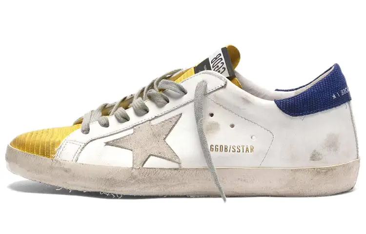 Golden Goose Super Star Low top Stylish Skateboarding Shoes Men's White Yellow Blue